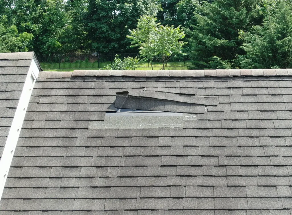 damaged roof needing emergency roof repair central illinois