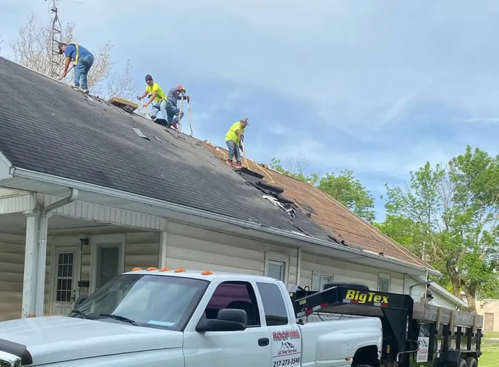 roofing company performing roof-tear offs on residential roof carlinville il